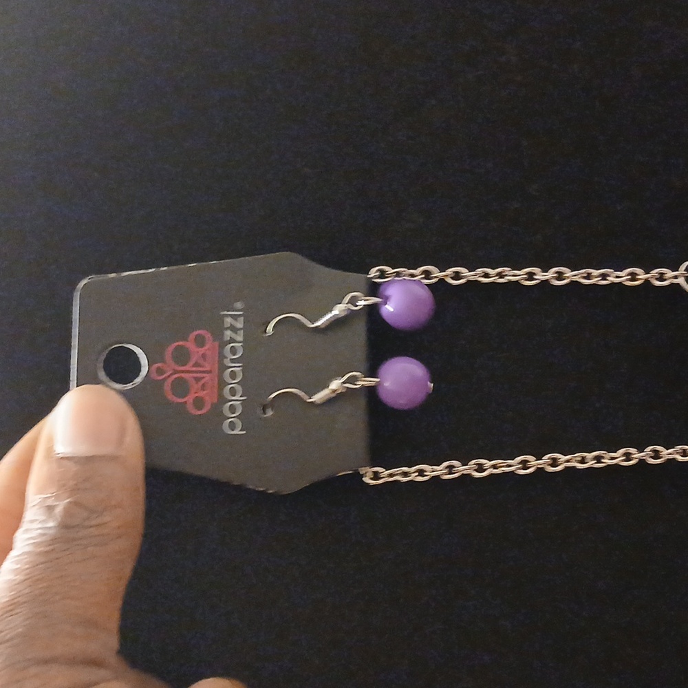 Papparazi Silver Necklace set with purple accents - Picture 4 of 4